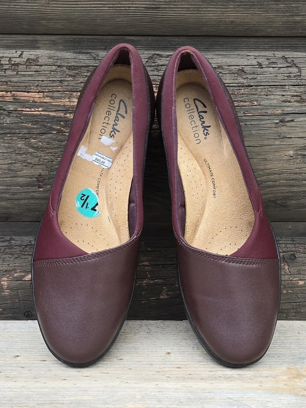 Clarks Suttyn Walk Y2K Office Siren Revival Wine Leather Comfort Wedge 7.5M